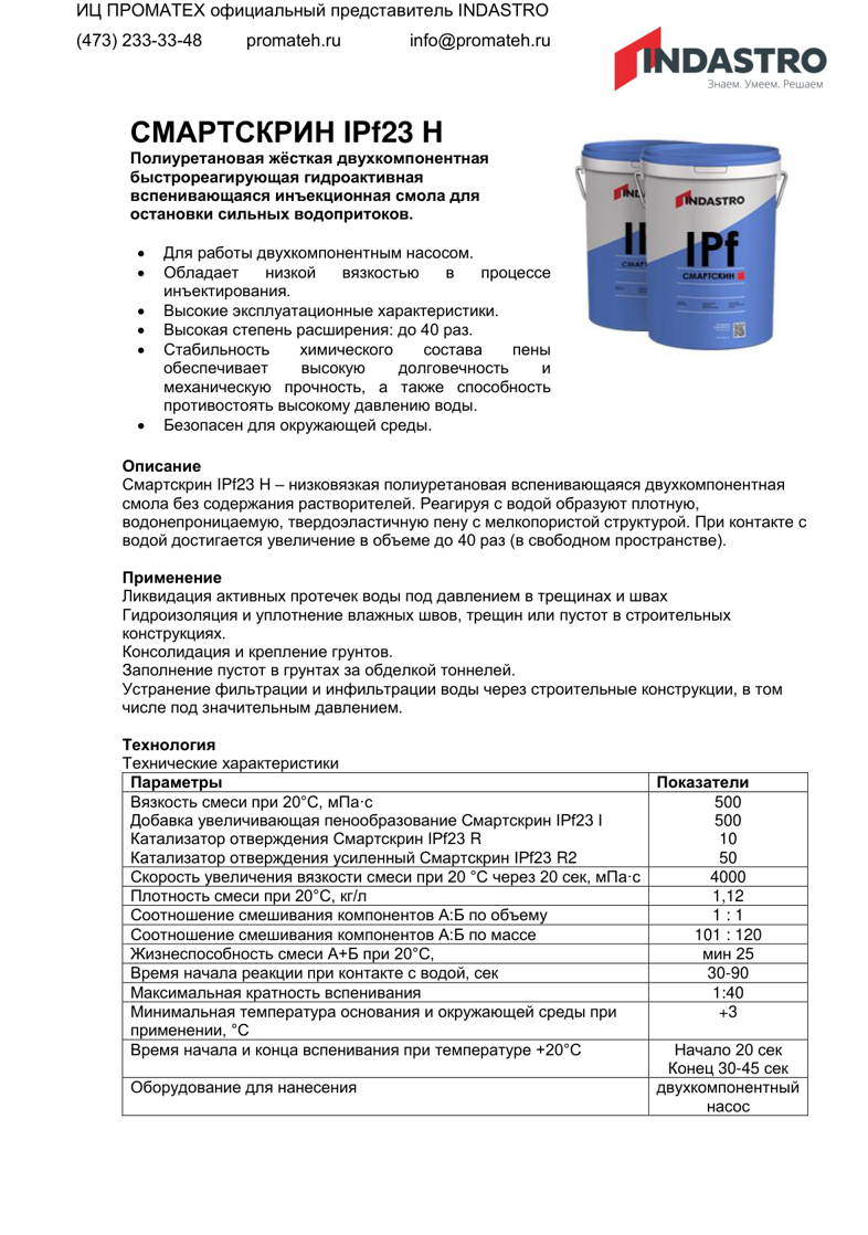 Описание Смартскрин IPf23 H
