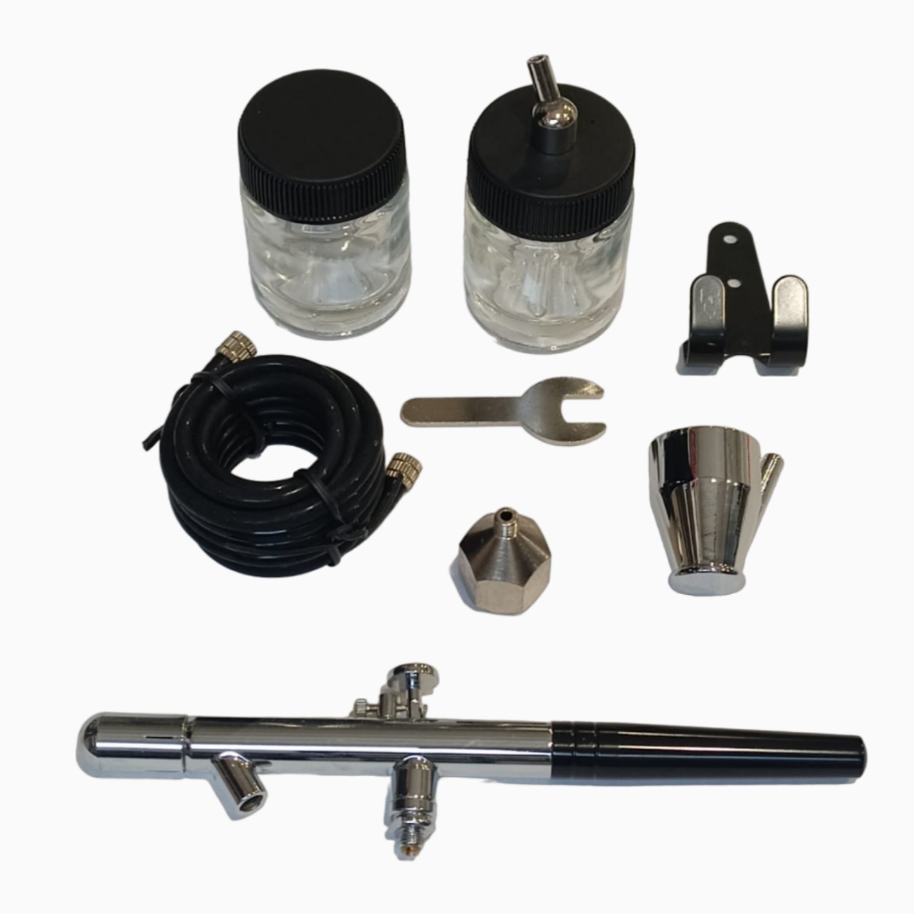 Аэрограф пневматический SL-120 сопло 0.35мм, шланг 1,80м, 2 стеклянные емкости,1 металлическая