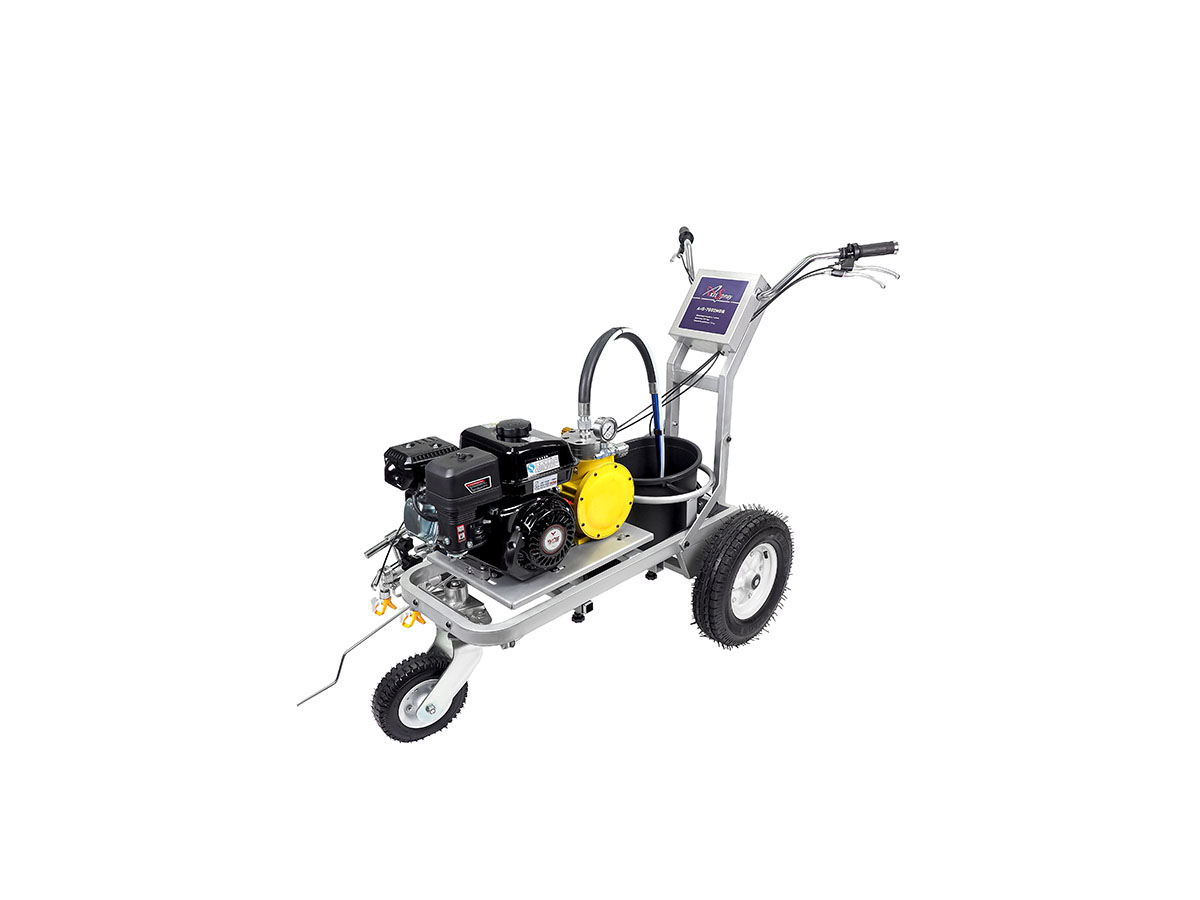 Разметочная машина AktiSpray AvS-7002MDR, комплект на 2 пистолета (7,0 л/мин, 250 бар, бензин) с витрины со следами краски, тестировался