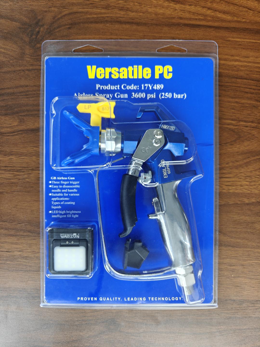 Пистолет окрасочный Versatile PC 17Y489 комплект A (250 бар, соплодержатель RAC X, сопло LP 517, фонарик LED)