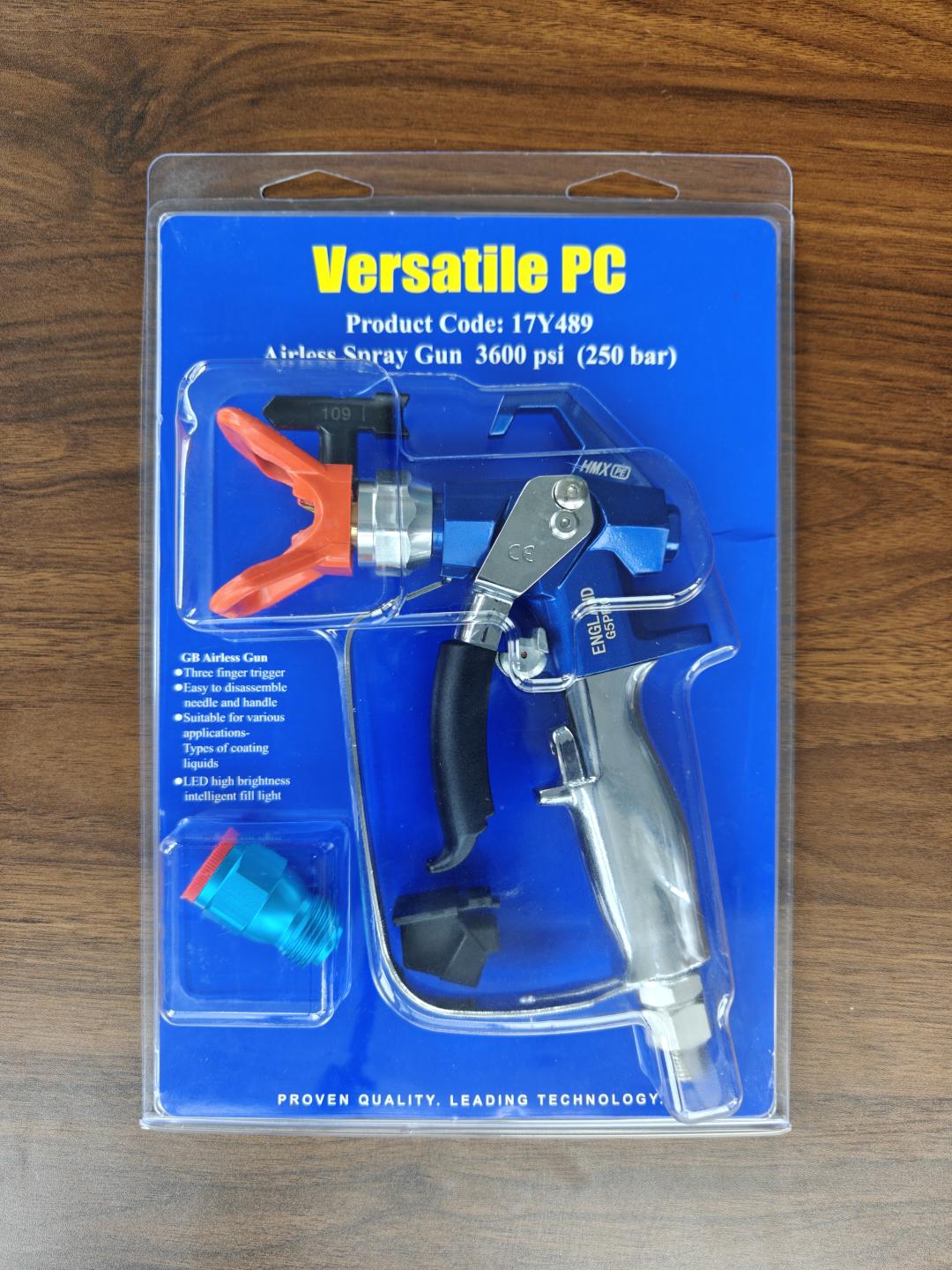 Пистолет окрасочный Versatile PC 17Y489 комплект E (250 бар, соплодержатель RAC5, сопло RAC5 517, вращающаяся головка)